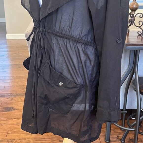 Torrid Black Voile Drape Front Jacket Women's Plus Size 4 4X Sheer Hooded Hood - Picture 8 of 16